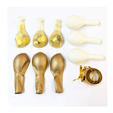 Load image into Gallery viewer, 50 Pieces Gold, White and Gold Confetti Balloons | PREFILLED 14 Inch Latex, Metallic, Confetti Balloons for Party, Decorations, Wedding &amp; Bridal (with Ribbon)
