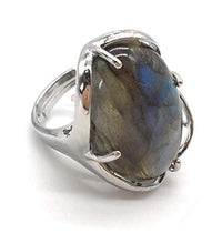 Load image into Gallery viewer, Natural Stone Adjustable Finger Rings Semi Precious Oval Shaped Gemstone Jewelry For Women Anniversary Birthday Wedding Gift (AA Quality Labrodarite)
