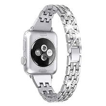 Load image into Gallery viewer, Secbolt Bling Bands Compatible with Apple Watch Band 38mm 40mm 41mm Women iWatch SE Series 7 6 5 4 3 2 1, Dressy Jewelry Metal Wristband Strap Diamond Rhinestone, Silver
