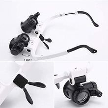 Load image into Gallery viewer, ElectroOptix Headband Repair Magnifying Glass,2 LED Light Medical Binocular Eye Loupe Lens Repair Detection Elderly Read Magnifier White 8X15X23 Times Loupe
