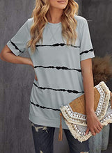 Load image into Gallery viewer, Ecrocoo Womens Casual Color Block Tops Summer Loose Short Sleeve Plus Size Blouses Tunic Pullover,Gray S
