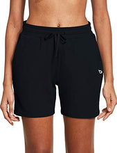 Load image into Gallery viewer, BALEAF Women's 5" Casual Jersey Cotton Shorts Lounge Yoga Pajama Walking Shorts with Pockets Activewear Black Size L
