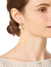 Load image into Gallery viewer, La Raffine Dangle Natural Freshwater Pearl with Zircon Circle 14K Gold Plating Earring with Stud for Women Girl Gifts Valentines/Birthday/Anniversary/Mothers Day
