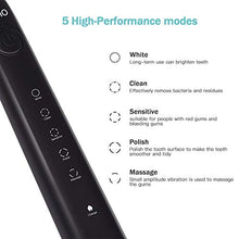 Load image into Gallery viewer, Initio Sonic Electric Toothbrush for Adults and Teens, 5 Modes wieh Smart Timer, 40,000 VPM Motor, Whitening Rechargeable Sonic Toothbrush, 3 Brush Heads Included (Black)
