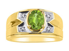 Load image into Gallery viewer, RYLOS Simply Elegant Beautiful Peridot &amp; Diamond Ring - August Birthstone
