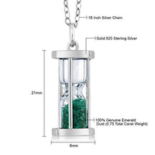 Load image into Gallery viewer, Gem Stone King 925 Sterling Silver Hourglass Pendant Necklace For Women with 0.75 Ct Emerald Dust and 18 Inch Silver Chain
