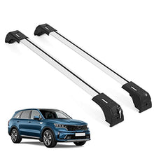 Load image into Gallery viewer, ERKUL Roof Rack Cross Bars for Kia Sorento | Aluminum Lockable Rooftop Luggage Crossbars Set to Carry Cargo Carrier, Canoe, Snowboard, Bike by ERKUL Car Accessories | Silver, 2021-2023
