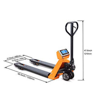 Load image into Gallery viewer, VisionTechShop TPS-1 Pallet Jack Scale, Lb/Kg Switchable, High Capacity 5000lb, 1lb Readability, 48" x 27" Fork Size, Heavy Duty Pallet Jack Scale

