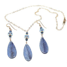 Load image into Gallery viewer, Ice Blue Kyanite Flat Teardrop Chain Necklace Sterling Silver or Gold-Filled
