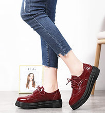 Load image into Gallery viewer, DADAWEN Women's Platform Lace-Up Comfort Wingtips Square Toe Oxford Shoes Brogues Red US Size 8.5
