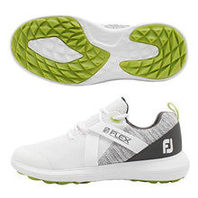 Load image into Gallery viewer, FootJoy Men's FJ Flex Golf Shoes, White/Grey, 10.5 M US
