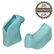 Load image into Gallery viewer, BIKE BRAKE LEVER SET + CELESTE GREEN 'BIANCHI COLOR' LEVER HOODS CYCLE BICYCLE RETRO CLASSIC UNIVERSAL 22.2MM ALUMINIUM FIXIE SINGLESPEED ROAD CITY RETRO CLASSIC EROICA OLD NEW NOS LEVERS
