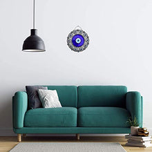 Load image into Gallery viewer, Erbulus Turkish X-Large Glass Blue Evil Eye Wall Hanging Ornament with Round Eye Design - Metal Home Decor - Turkish Nazar Bead Amulet - Protection and Good Luck Charm Gift (Blue)
