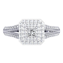 Load image into Gallery viewer, Dazzlingrock Collection 0.50 Carat (ctw) 14K Princess &amp; Round Cut Diamond Halo Engagement Ring 1/2 CT, White Gold, Size 5.5
