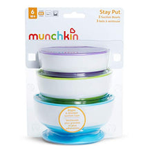 Load image into Gallery viewer, Munchkin Stay Put Suction Bowl,Purple, Green &amp; Blue 3 Pack
