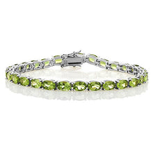 Load image into Gallery viewer, Gem Stone King 925 Sterling Silver Peridot Gemstone Birthstone Women's Tennis Bracelet, 12.00 Cttw Jewelry 7 Inch
