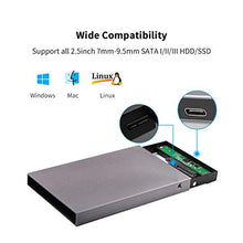 Load image into Gallery viewer, SSK Aluminum 2.5" Hard Drive Enclosure USB C 3.1 Gen 2(6Gbps) to SATA External HDD Case Adapter for 2.5 inch 7 9.5mm SATA III HDD SSD with UASP Compatible with WD Seagate Samsung PS4 Xbox
