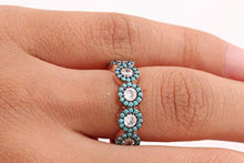 Load image into Gallery viewer, Special Design Turkish Handmade Jewelry Round Cut Turquoise Topaz Stone 925 Sterling Silver Band Ring All Size
