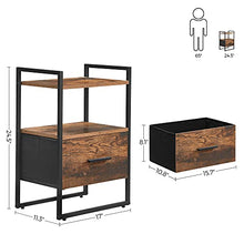 Load image into Gallery viewer, SONGMICS Nightstand, End Table, Fabric Drawer with MDF Front, for Bedroom Closet Dorm, Steel Frame, Industrial, Rustic Brown and Black ULGS102B01
