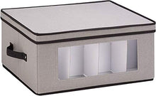 Load image into Gallery viewer, Honey-Can-Do SFT-05379 Large Canvas Stemware Window Storage Chest,, Gray, 18.38 in L x 13.88 in W x 8.5 in H
