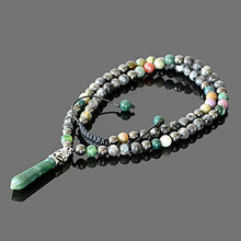 Load image into Gallery viewer, Beaded Necklace for Men Natural Stone Handmade Jewelry for Man Indian Agate Labradorite Hematite 26 inches long
