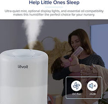 Load image into Gallery viewer, LEVOIT Humidifiers for Bedroom, Cool Mist Top Fill for Baby Nursery Kids and Plants with Essential Oils, Ultrasonic, Super Quiet, Easy Clean, BPA Free, 3L, White
