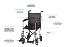 Load image into Gallery viewer, NOVA Medical Products 19" Lightweight Transport/Wheelchair, Black
