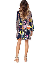 Load image into Gallery viewer, Amoretu Women's V Neck Bishop Sleeves Soft Loose Tunic Fall Dress Geometry M
