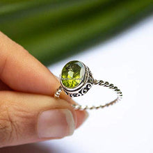 Load image into Gallery viewer, August Birthstone Rings-Green Gemstone Rings-Oval Shape Peridot Rings-925 Sterling Silver Rings For Womens-Wire Rings
