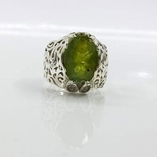Load image into Gallery viewer, Peridot Ring, Womens Peridot Ring, Mens Designer Jewelry, 92.5 Sterling Silver, Arabic Design Ring, Peridot Ring, Gemstone Woman's Ring, August Birthstone, Healing Power Ring, Valentineday Gift Ring
