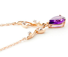 Load image into Gallery viewer, Galaxy Gold 14k White, Rose, Yellow Gold Amethyst and Diamond Vine Branch Design Pendant Necklace with 1.52 Carats (Carat Total Weight) Natural Diamonds &amp; Pear-Shaped Purple Amethyst (Rose-Gold, 22)

