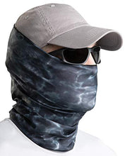 Load image into Gallery viewer, Aqua Design Fishing Hunting Masks Neck Gaiters for Men and Youth: UPF 50+ Sun Mask Protection: Camo Half Face Cover Balaclava Bandana: Black Water: Size 2XL
