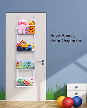 Load image into Gallery viewer, ULG Over Door Organizer with 4 Large Ultra Sturdy &amp; Large Pockets Organizer, 22 lbs Capacity Hanging Storage Organizer with Clear Window for Bedroom Nursery, Baby Kids Toys, Shoes, Diapers, White
