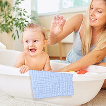 Load image into Gallery viewer, Muslin Baby Washcloths 100% Cotton Face Towels 10 Pack Wash Cloths for Baby 12x12in Soft and Absorbent Baby Wipes by Yoofoss (Blue)
