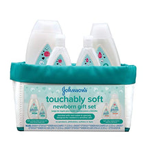 Load image into Gallery viewer, Johnson's Touchably Soft Newborn Baby Gift Set for New Parents, Baby Bath &amp; Skincare Essentials for Newborn Skin, Hypoallergenic, Free of Paraben, Sulfates, and Dyes, 5 Items
