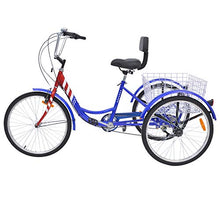 Load image into Gallery viewer, Slsy Adult Tricycles 7 Speed, Adult Trikes 20/24 / 26 inch 3 Wheel Bikes, Three-Wheeled Bicycles Cruise Trike with Shopping Basket for Seniors, Women, Men.
