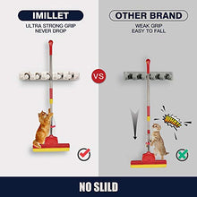 Load image into Gallery viewer, 2 Pack Imillet Mop and Broom Holder, Wall Mounted Organizer-Mop and broom Storage Tool Rack with 5 Ball Slots and 6 Hooks (Gray)
