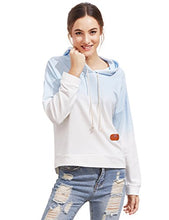 Load image into Gallery viewer, SweatyRocks Women's Long Sleeve Hoodie Sweatshirt Colorblock Tie Dye Print Tops Blue Ombre Small
