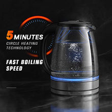 Load image into Gallery viewer, HadinEEon Electric Kettle 1.7L Glass Electric Tea Kettle (BPA Free) Cordless Teapot, Portable Electric Hot Water Kettle with Auto Shutoff Protection, Stainless Steel Lid &amp; Bottom
