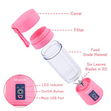 Load image into Gallery viewer, Portable Blender, Personal Size Eletric USB Juicer Cup, Fruit, Smoothie, Baby Food Mixing Machine with Updated 6 Blades,Magnetic Secure Switch Electric Fruit Mixer for Superb Mixing 380ml (Pink)
