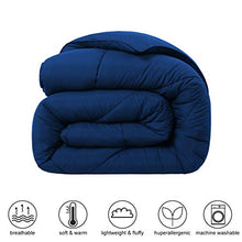 Load image into Gallery viewer, INGALIK All Season California King Size Soft Down Alternative Comforter - Quilted Duvet Insert with Corner Tabs - Winter Warm - Machine Washable (Navy Blue, Cal King (96×104inches))
