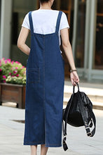 Load image into Gallery viewer, Vemubapis Women Denim Overall Dress Jeans Jumper Adjustable Pinafore Dresses Skirt Blue US 8
