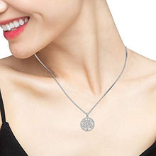 Load image into Gallery viewer, Birthstone-Necklace for Women, Solid Sterling Silver Family Tree-of-Life-Pendant, Crystal Gemstone Charm Jewelry, Birthday Gift for Mom Wife Girlfriend Grandma (April Birthstone)
