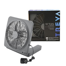 Load image into Gallery viewer, O2COOL Treva 10-Inch Portable Desktop Air Circulation Battery Fan, 2 Speed, Compact Folding &amp; Tilt Design, with AC Adapter (Graphite)
