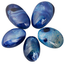 Load image into Gallery viewer, rockcloud Irregular Polished Blue Agate Palm Stones Worry Stones Pebble Healing Crystal with Velvet Bag

