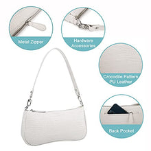 Load image into Gallery viewer, Small Purse for Women, Retro Classic Tote HandBag Mini Shoulder Bags Crocodile Pattern Clutch with Zipper Closure, White
