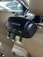 Load image into Gallery viewer, SUPERLIT Multi Car Retractable Backseat 3 in 1 Car Charging Station Box Compatible with All Phones | iPhone | Samsung | Android | Share Ride Customer Charging Dock Attach to Headrest
