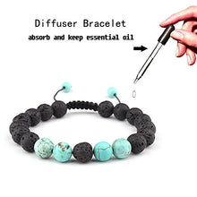 Load image into Gallery viewer, Adjustable Lava Bead Stone Anxiety Diffuser oil diffuesr Bracelet women with Turquoise - meditation,relax,healing,aromatherapy

