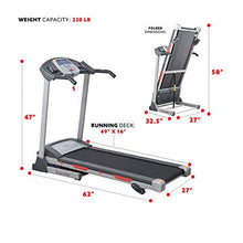Load image into Gallery viewer, Sunny Health &amp; Fitness Exercise Treadmills, Motorized Running Machine for Home with Folding, Easy Assembly, Sturdy, Portable and Space Saving - SF-T7603, Grey
