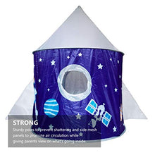 Load image into Gallery viewer, ULTECHNOVO Rocket Ship Tent Space Planet Themed Pretend Play Tent House Spaceship Tent Indoor and Outdoor for Kids Foldable Pop Up Star Play Tent Blue
